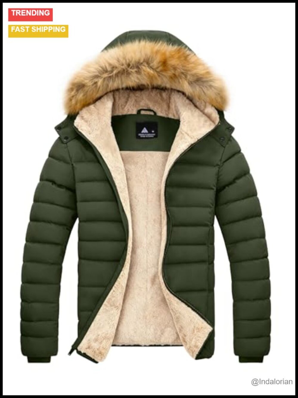 Men's Winter Jacket Sherpa Lined Insulated Water-Resistant Puffer Parka with
